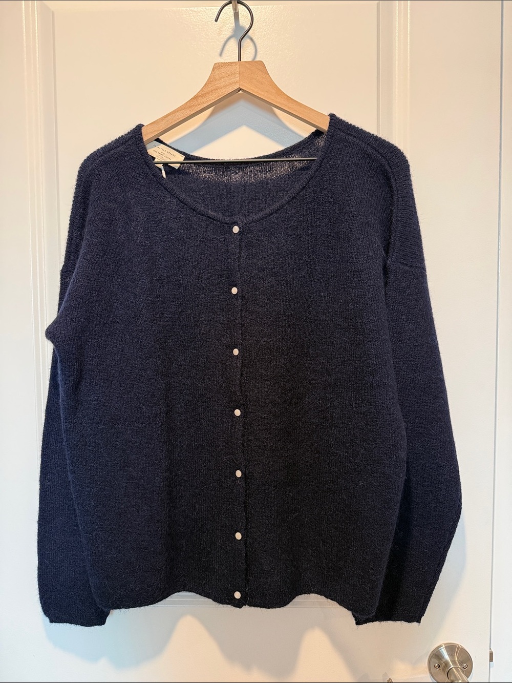 Sezane Gaspard Navy Button-Front Women's Sweater Cardigan